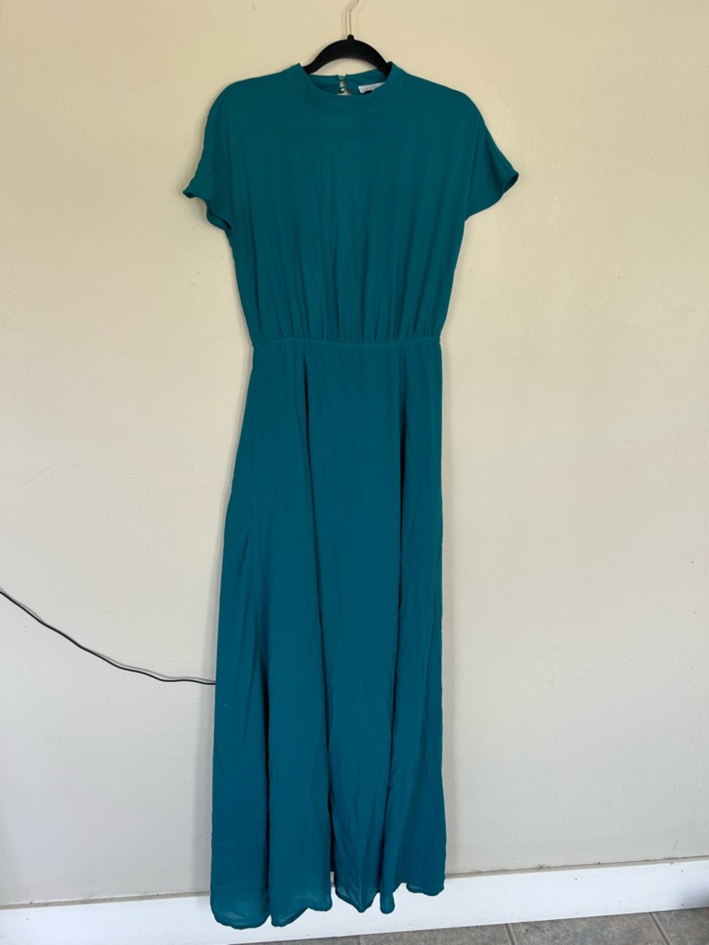 Women’s Teal Maxi Short Sleeve High Neckline Size Medium (1641)